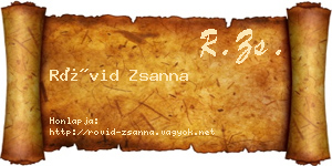 Rövid Zsanna névjegykártya